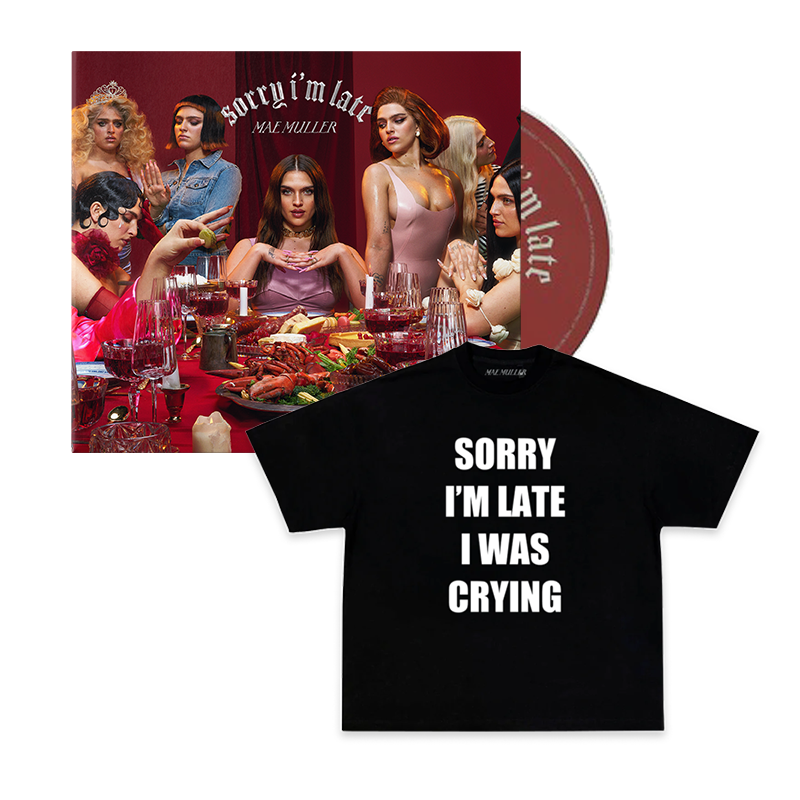 Sorry I'm Late I Was Crying T-Shirt, Signed Art Card + CD Bundle